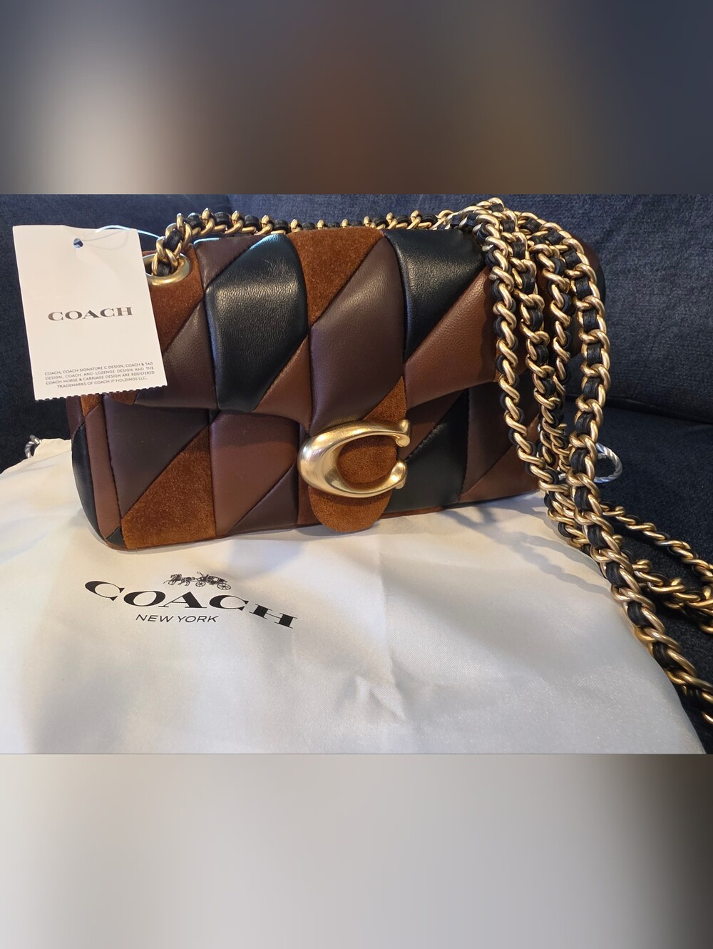 Coach Quilted Pillow Tabby Shoulder Bag in Brown and Black